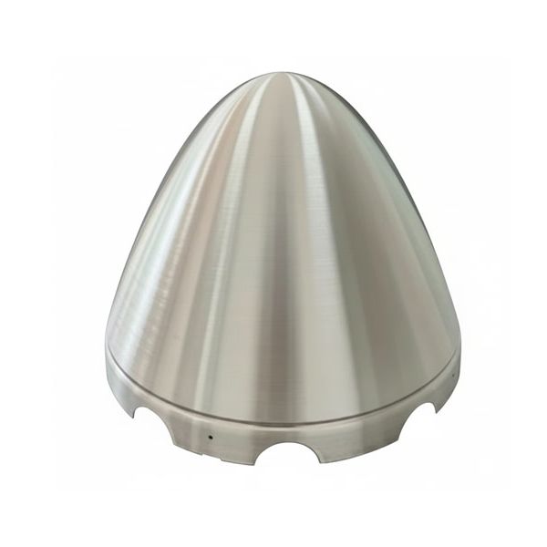 High‑precision aluminum alloy engine cowling for UAV applications, manufactured by metal spinning with a 2mm wall thickness and Ø520×H400 dimensions. Polished surface provides excellent appearance, smooth airflow performance, and reliable strength