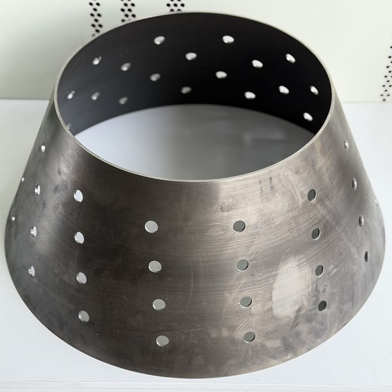 Q355D 19-layer variable diameter conical spinning part with sandblasted finish for stacked structural assembly.